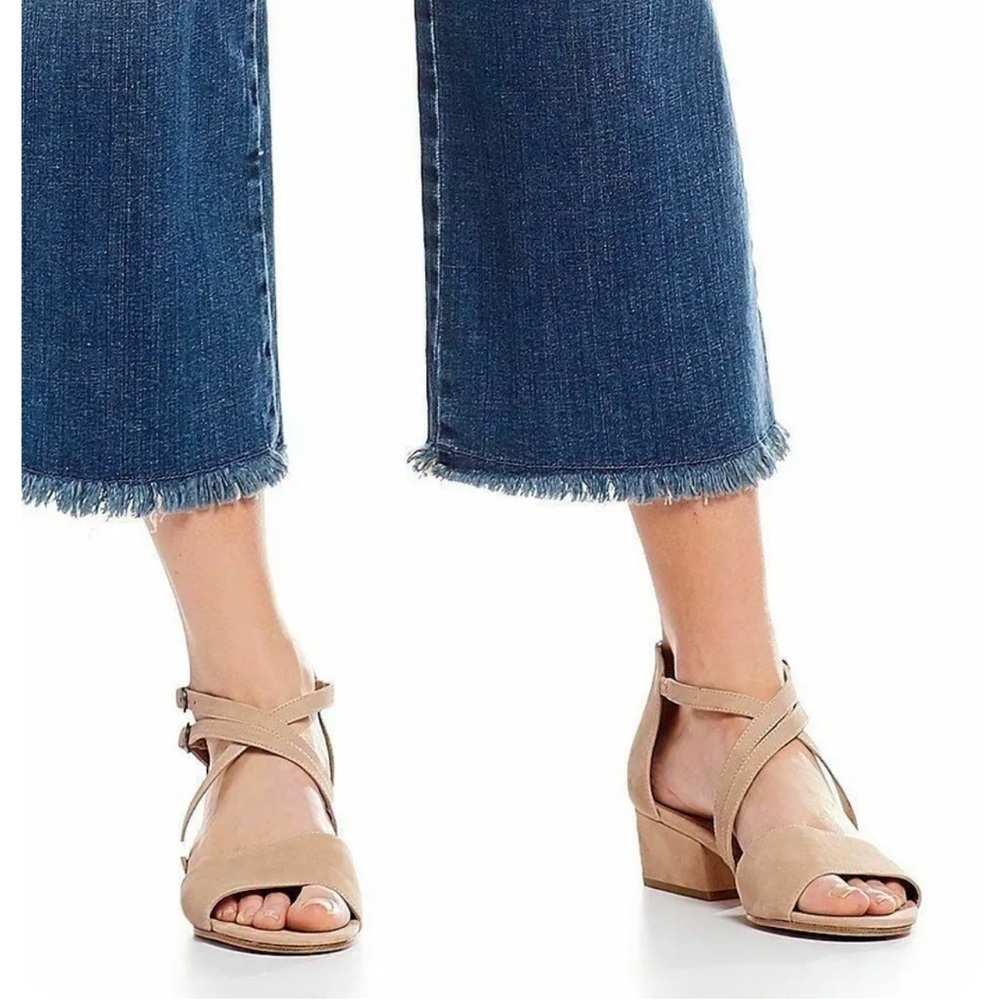 Eileen Fisher Kyra Strappy Low Heel Nubuck Leather Sandals